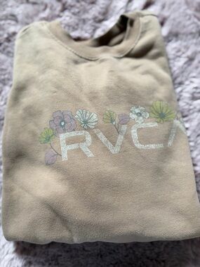 RVCA Tan Floral Logo Sweatshirt